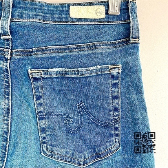 AG Adriano Goldschmied Blue Distressed Farrah High Rise Skinny Ankle Jeans - 28R - Picture 8 of 10